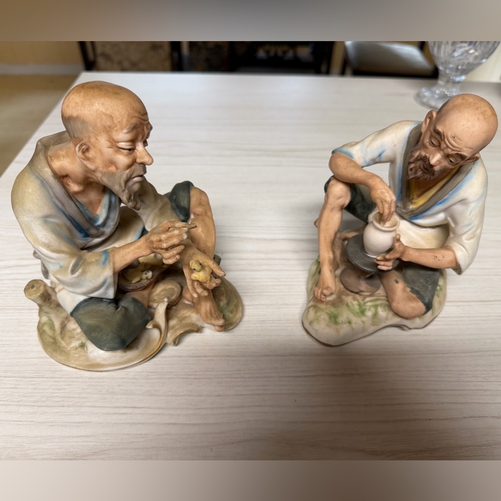 Handcrafted Ceramic Figurines - Blue and Brown